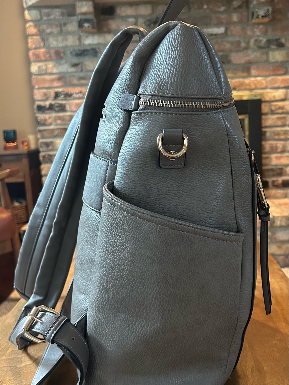 Poppy & Peonies Dark Gray Convertible Women’s Backpack - Picture 4 of 10